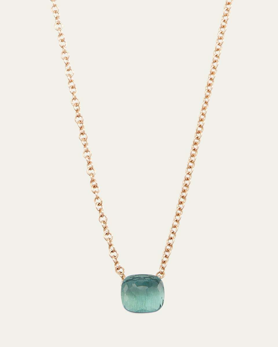 18K Rose Gold Nudo Blue Topaz Pendant Necklace